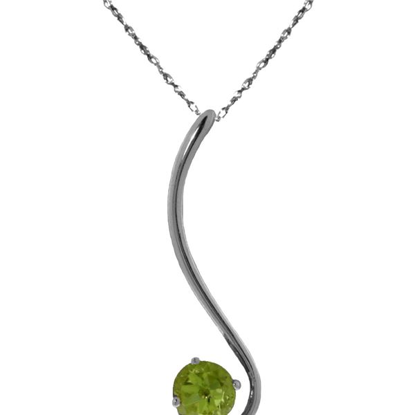 Genuine 0.55 ctw Peridot Necklace 14KT White Gold - REF-26K2V