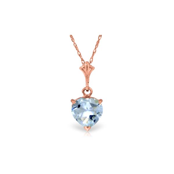 Genuine 1.15 ctw Aquamarine Necklace 14KT Rose Gold - REF-22A8K