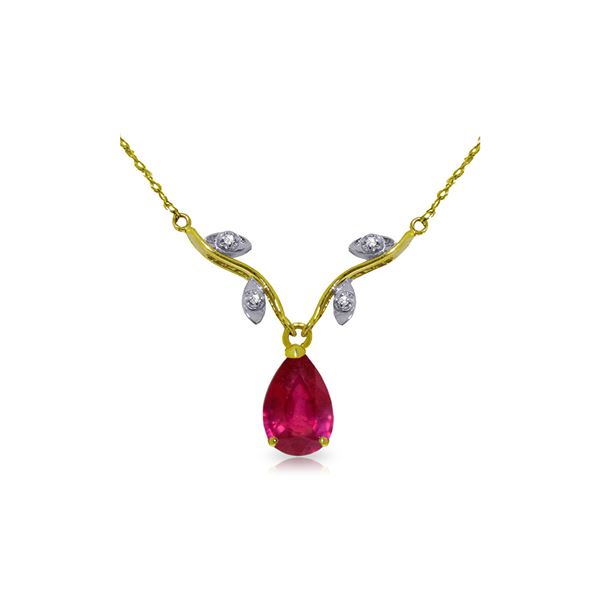 Genuine 1.52 ctw Ruby & Diamond Necklace 14KT White Gold - REF-35K9V