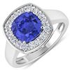 Image 1 : Natural 2.58 CTW Tanzanite & Diamond Ring 14K White Gold - REF-98R7F