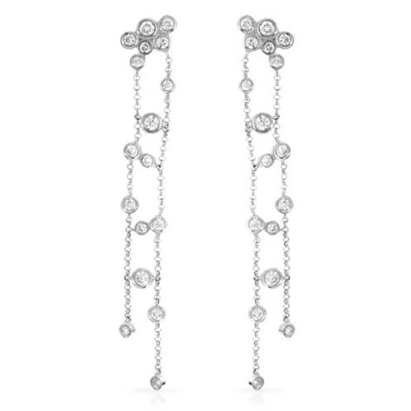 Natural 0.94 CTW Diamond Earrings 14K White Gold - REF-85Y5N