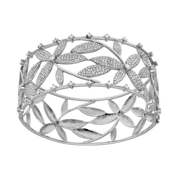 Natural 3.44 CTW Diamond Bracelet 18K White Gold - REF-873M9F