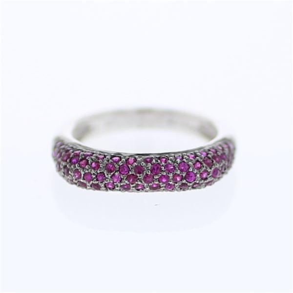 Natural 1.05 CTW Ruby Ring 14K White Gold - REF-49Y5N