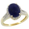 Image 1 : 2.60 CTW Lapis Lazuli & Diamond Ring 10K Yellow Gold - REF-44K8W