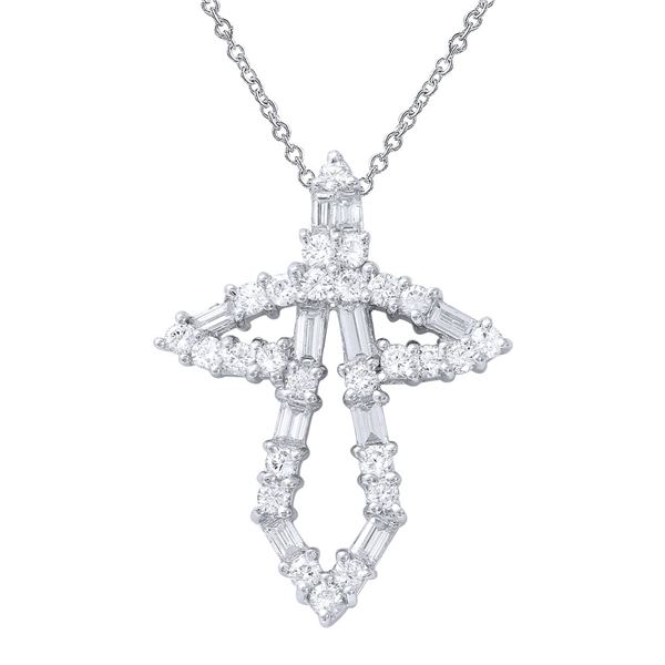 Natural 1.14 CTW Diamond & Baguette Necklace 18K White Gold - REF-156K6R