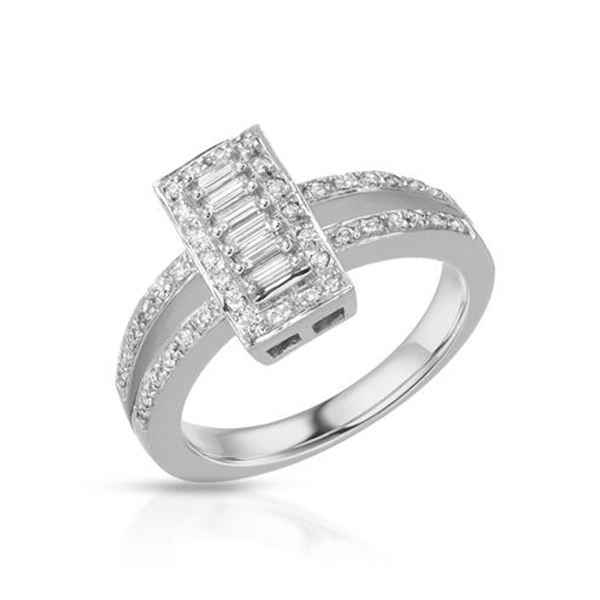 Natural 0.45 CTW Diamond Ring 18K White Gold - REF-110N7Y