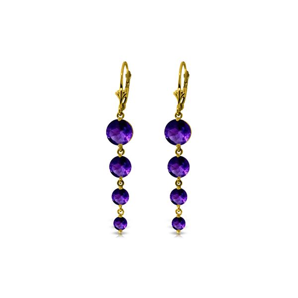 Genuine 7.8 ctw Amethyst Earrings 14KT Yellow Gold - REF-46A3K