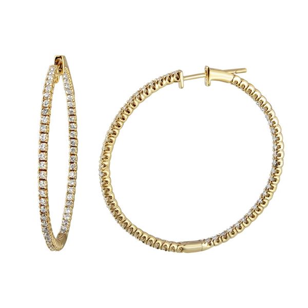 1.09 CTW White Round Diamond Hoop Earring 14K Yellow Gold - REF-109X3W