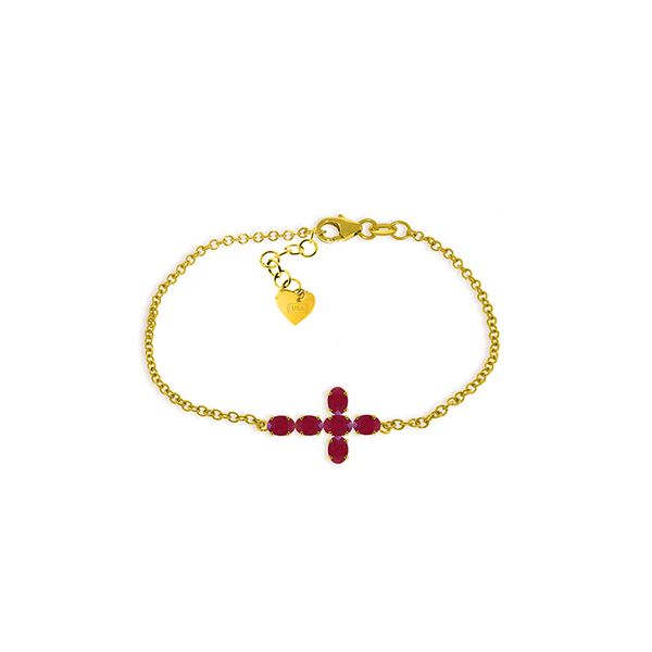 Genuine 1.70 ctw Ruby Bracelet 14KT Yellow Gold - REF-66F2Z