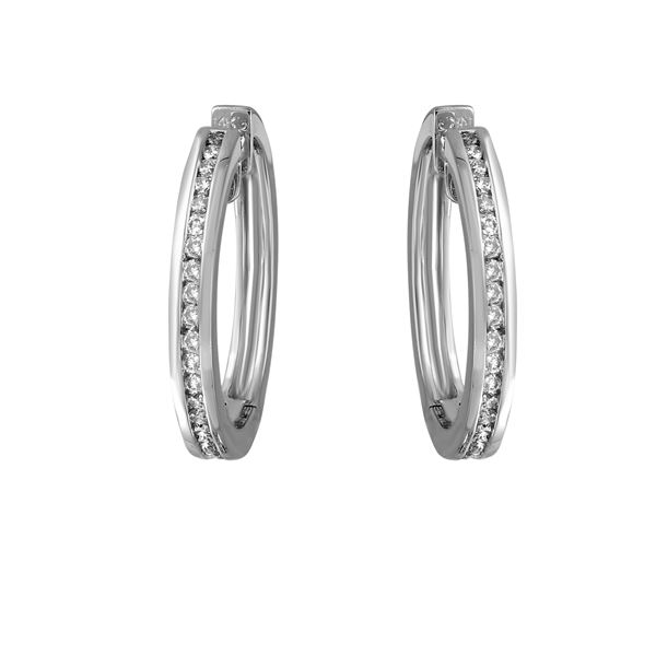 1.82 CTW White Round Diamond Hoop  Earring 14K White Gold - REF-163A6V
