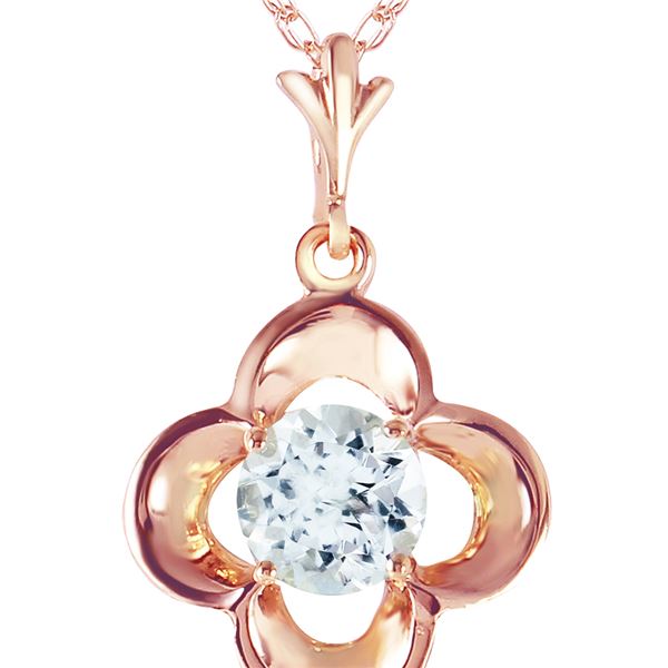 Genuine 0.55 ctw Aquamarine Necklace 14KT Rose Gold - REF-20H9X