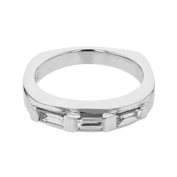 Natural 0.51 CTW Baguette Band Ring W=4MM 18K Gold - REF-83N7Y