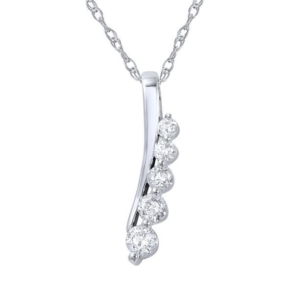 Natural 0.25 CTW Diamond Necklace 14K White Gold - REF-37F8M