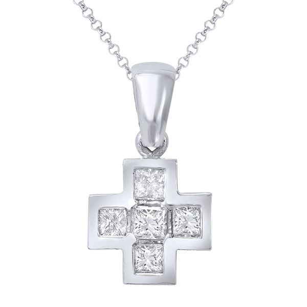 Natural 0.81 CTW Princess Diamond Necklace 18K Gold - REF-99F9M