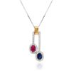 Image 1 : Natural 2.21 CTW Multi-Sapphire & Diamond Necklace 18K Two Tone Yellow Gold - REF-132W3H