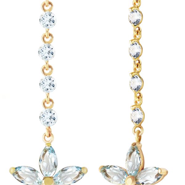 Genuine 4.8 ctw Aquamarine Earrings 14KT Yellow Gold - REF-68H4X