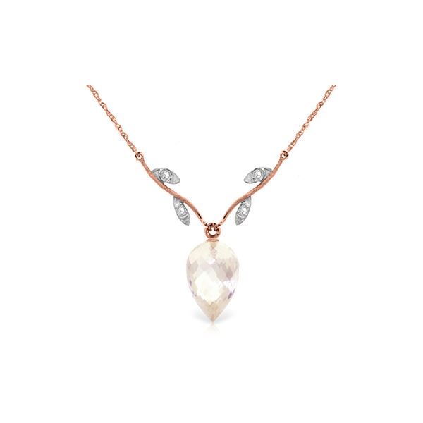 Genuine 12.27 ctw White Topaz & Diamond Necklace 14KT Rose Gold - REF-42X2M