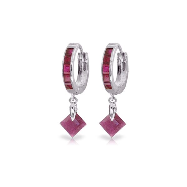 Genuine 3.7 ctw Ruby Earrings 14KT White Gold - REF-60M3T