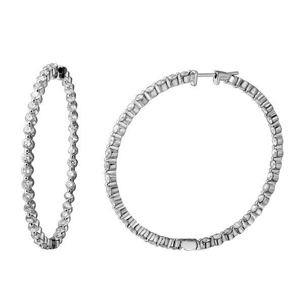 7.5 CTW White Round Diamond Hoop  Earring 14K White Gold - REF-836V4T