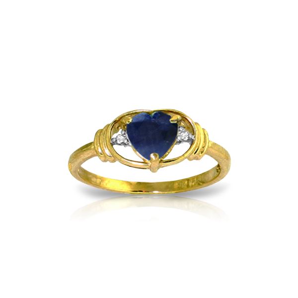 Genuine 1.01 ctw Sapphire & Diamond Ring 14KT Yellow Gold - REF-46R3P