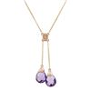 Image 1 : Natural 4.60 CTW Amethyst & Diamond Necklace 14K Rose Gold - REF-38N7Y