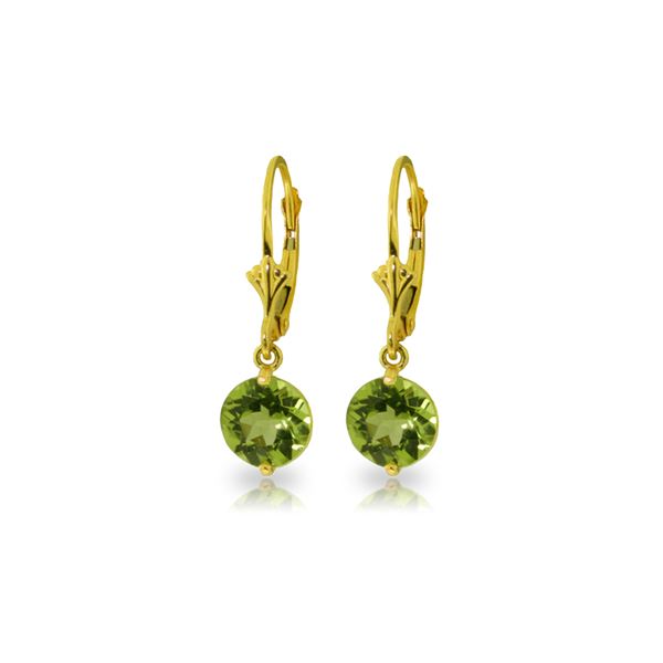 Genuine 3.1 ctw Peridot Earrings 14KT Yellow Gold - REF-34N5R