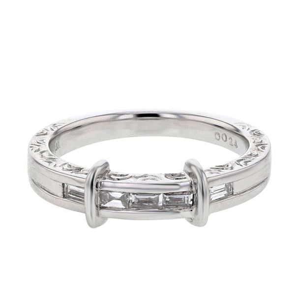 Natural 0.24 CTW Baguette Ring 14K White Gold - REF-49N5Y