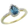 Image 1 : 1.55 CTW London Blue Topaz & Diamond Ring 10K Yellow Gold - REF-21M2A