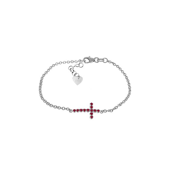 Genuine 0.30 CTW Ruby Bracelet 14KT White Gold - REF-53M2T