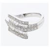 Image 1 : Natural 0.80 CTW Baguette & Diamond Ring 18K White Gold - REF-118T8X
