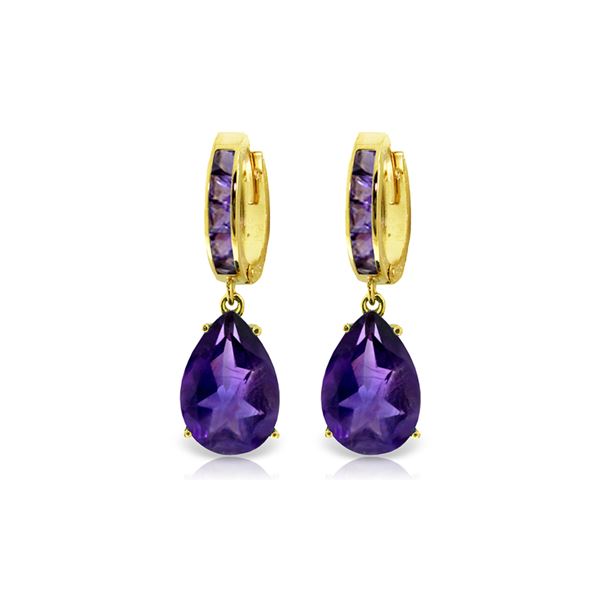Genuine 13.2 ctw Amethyst Earrings 14KT Yellow Gold - REF-67Z5N