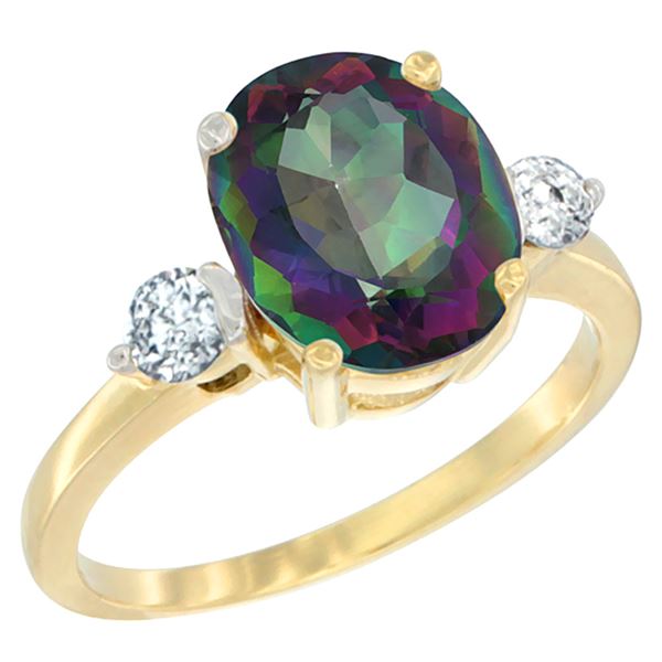 2.60 CTW Mystic Topaz & Diamond Ring 10K Yellow Gold - REF-62M2A