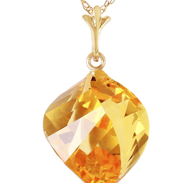 Genuine 11.75 ctw Citrine Necklace 14KT Yellow Gold - REF-26Z7N