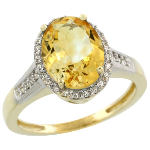 2.60 CTW Citrine & Diamond Ring 10K Yellow Gold - REF-46M7A