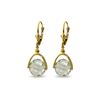 Image 1 : Genuine 6.5 ctw Green Amethyst Earrings 14KT Yellow Gold - REF-43X2M
