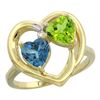 Image 1 : 2.61 CTW Diamond, London Blue Topaz & Peridot Ring 10K Yellow Gold - REF-24H3M