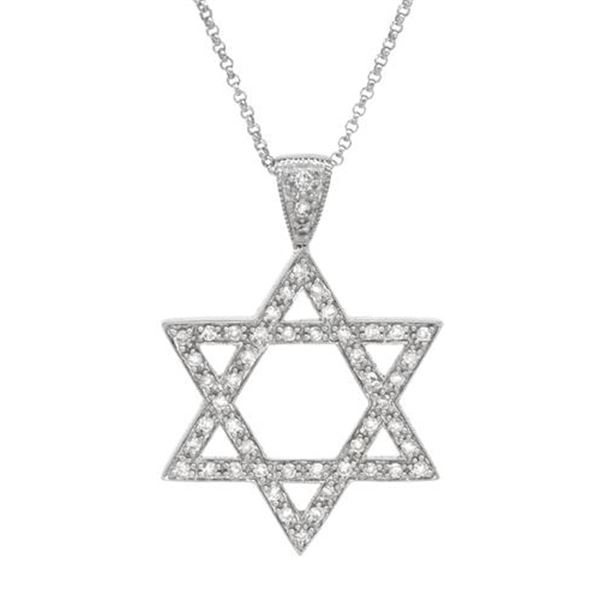 Natural 0.50 CTW Diamond Necklace 14K White Gold - REF-57N6Y