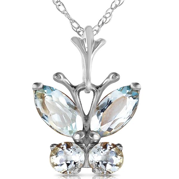 Genuine 0.60 ctw Aquamarine Necklace 14KT White Gold - REF-25Z2N