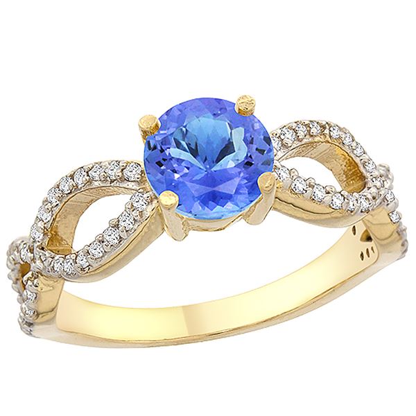 1.09 CTW Tanzanite & Diamond Ring 14K Yellow Gold - REF-56N7Y