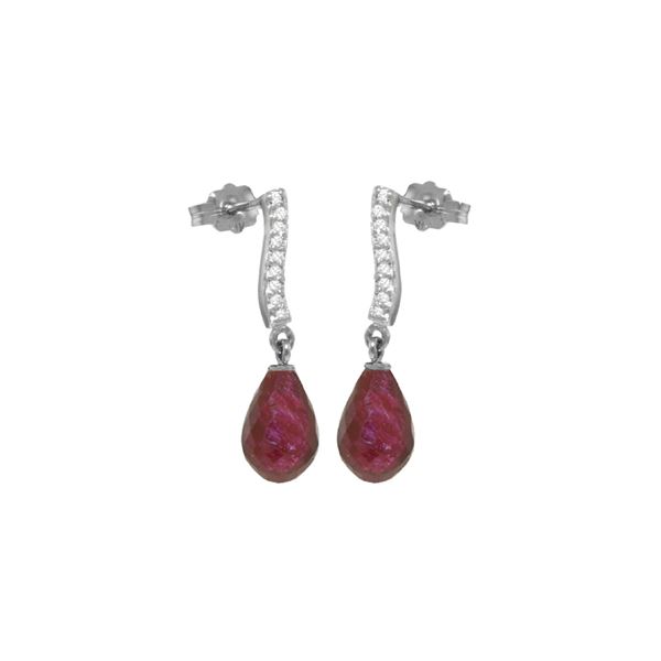 Genuine 6.88 ctw Ruby & Diamond Earrings 14KT White Gold - REF-47A3K