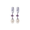 Image 1 : Genuine 9.5 ctw Pearl & Amethyst Earrings 14KT White Gold - REF-53M2T