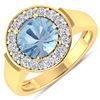 Image 1 : Natural 1.98 CTW Aquamarine & Diamond Ring 14K Yellow Gold - REF-78F8N