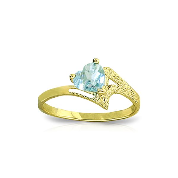 Genuine 0.95 ctw Aquamarine Ring 14KT Yellow Gold - REF-39H3X