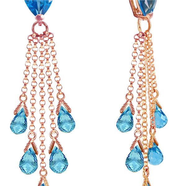 Genuine 15.5 ctw Blue Topaz Earrings 14KT Rose Gold - REF-51K8V