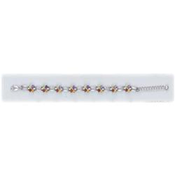 Solid Silver Genuine Gemstone Tennis Bracelet