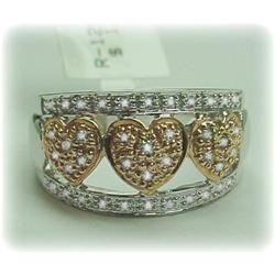 NEW WIDE HEARTS GENUINE DIAMOND RING 14K GOLD