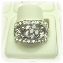 10K GOLD GENUINE DIAMOND FLOWER RING SZ 7 & 7.5