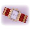 Genuine Red Jade Bangle Watch Simulated Diamond NEW