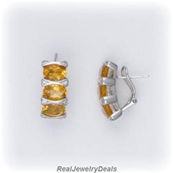 BIG! Citrine POST Earrings Sterling Silver NEW!