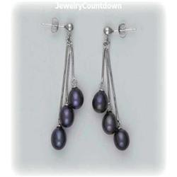 3 BLACK PEARL Earrings DANGLE DROP DANGLING